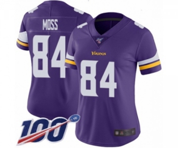 Women's Minnesota Vikings #84 Randy Moss Purple Team Color Vapor Untouchable Limited Player 100th Season Football Jersey