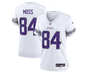 Women's Minnesota Vikings #84 Randy Moss White Winter Warrior Limited Football Stitched Jersey