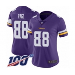 Women's Minnesota Vikings #88 Alan Page Purple Team Color Vapor Untouchable Limited Player 100th Season Football Jersey