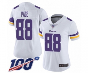 Women's Minnesota Vikings #88 Alan Page White Vapor Untouchable Limited Player 100th Season Football Jersey