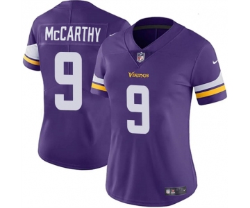 Women's Minnesota Vikings #9 J.J. McCarthy Purple 2024 Draft Vapor Football Stitched Jersey