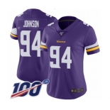 Women's Minnesota Vikings #94 Jaleel Johnson Purple Team Color Vapor Untouchable Limited Player 100th Season Football Jersey