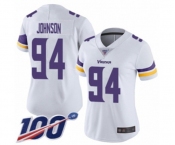 Women's Minnesota Vikings #94 Jaleel Johnson White Vapor Untouchable Limited Player 100th Season Football Jersey