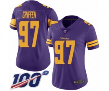 Women's Minnesota Vikings #97 Everson Griffen Limited Purple Rush Vapor Untouchable 100th Season Football Jersey