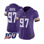 Women's Minnesota Vikings #97 Everson Griffen Purple Team Color Vapor Untouchable Limited Player 100th Season Football Jersey