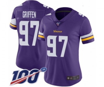 Women's Minnesota Vikings #97 Everson Griffen Purple Team Color Vapor Untouchable Limited Player 100th Season Football Jersey