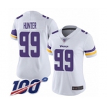 Women's Minnesota Vikings #99 Danielle Hunter White Vapor Untouchable Limited Player 100th Season Football Jersey