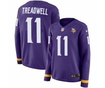 Women's Nike Minnesota Vikings #11 Laquon Treadwell Limited Purple Therma Long Sleeve NFL Jersey