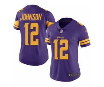 Women's Nike Minnesota Vikings #12 Charles Johnson Limited Purple Rush NFL Jersey