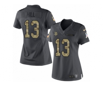 Women's Nike Minnesota Vikings #13 Shaun Hill Limited Black 2016 Salute to Service NFL Jersey