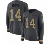 Women's Nike Minnesota Vikings #14 Stefon Diggs Limited Black Salute to Service Therma Long Sleeve NFL Jersey