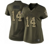 Women's Nike Minnesota Vikings #14 Stefon Diggs Limited Green Salute to Service NFL Jersey