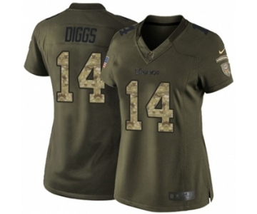 Women's Nike Minnesota Vikings #14 Stefon Diggs Limited Green Salute to Service NFL Jersey