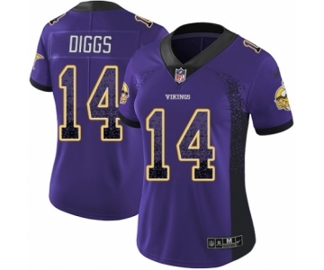 Women's Nike Minnesota Vikings #14 Stefon Diggs Limited Purple Rush Drift Fashion NFL Jersey