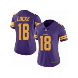 Women's Nike Minnesota Vikings #18 Jeff Locke Limited Purple Rush NFL Jersey