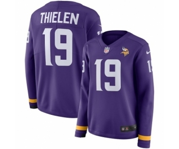 Women's Nike Minnesota Vikings #19 Adam Thielen Limited Purple Therma Long Sleeve NFL Jersey