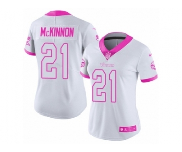 Women's Nike Minnesota Vikings #21 Jerick McKinnon Limited White-Pink Rush Fashion NFL Jersey