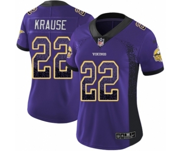 Women's Nike Minnesota Vikings #22 Paul Krause Limited Purple Rush Drift Fashion NFL Jersey