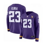 Women's Nike Minnesota Vikings #23 George Iloka Limited Purple Therma Long Sleeve NFL Jersey