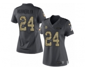 Women's Nike Minnesota Vikings #24 Captain Munnerlyn Limited Black 2016 Salute to Service NFL Jersey