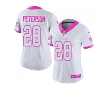 Women's Nike Minnesota Vikings #28 Adrian Peterson Limited Rush Fashion Pink NFL Jersey