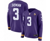 Women's Nike Minnesota Vikings #3 Trevor Siemian Limited Purple Therma Long Sleeve NFL Jersey