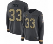 Women's Nike Minnesota Vikings #33 Dalvin Cook Limited Black Salute to Service Therma Long Sleeve NFL Jersey