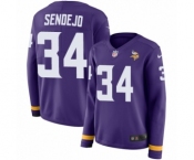 Women's Nike Minnesota Vikings #34 Andrew Sendejo Limited Purple Therma Long Sleeve NFL Jersey