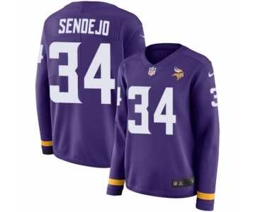 Women's Nike Minnesota Vikings #34 Andrew Sendejo Limited Purple Therma Long Sleeve NFL Jersey