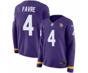 Women's Nike Minnesota Vikings #4 Brett Favre Limited Purple Therma Long Sleeve NFL Jersey