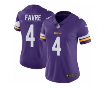 Women's Nike Minnesota Vikings #4 Brett Favre Vapor Untouchable Limited Purple Team Color NFL Jersey