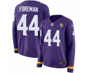 Women's Nike Minnesota Vikings #44 Chuck Foreman Limited Purple Therma Long Sleeve NFL Jersey