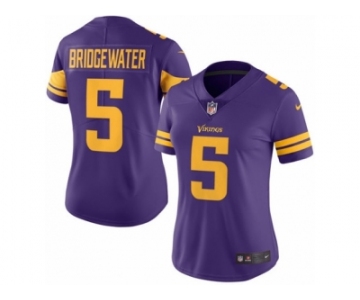 Women's Nike Minnesota Vikings #5 Teddy Bridgewater Limited Purple Rush NFL Jersey