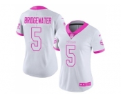 Women's Nike Minnesota Vikings #5 Teddy Bridgewater Limited Rush Fashion Pink NFL Jersey