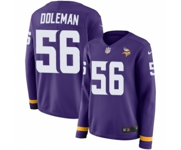 Women's Nike Minnesota Vikings #56 Chris Doleman Limited Purple Therma Long Sleeve NFL Jersey