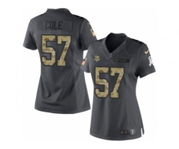 Women's Nike Minnesota Vikings #57 Audie Cole Limited Black 2016 Salute to Service NFL Jersey