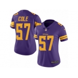 Women's Nike Minnesota Vikings #57 Audie Cole Limited Purple Rush NFL Jersey