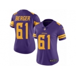 Women's Nike Minnesota Vikings #61 Joe Berger Limited Purple Rush NFL Jersey