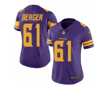 Women's Nike Minnesota Vikings #61 Joe Berger Limited Purple Rush NFL Jersey