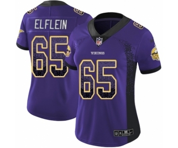 Women's Nike Minnesota Vikings #65 Pat Elflein Limited Purple Rush Drift Fashion NFL Jersey