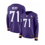 Women's Nike Minnesota Vikings #71 Riley Reiff Limited Purple Therma Long Sleeve NFL Jersey