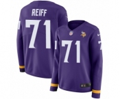 Women's Nike Minnesota Vikings #71 Riley Reiff Limited Purple Therma Long Sleeve NFL Jersey