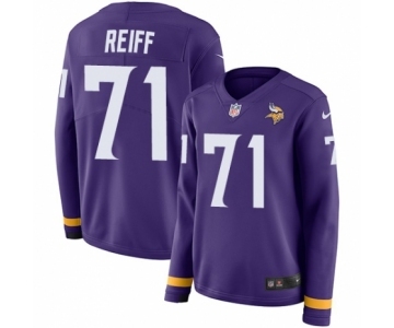 Women's Nike Minnesota Vikings #71 Riley Reiff Limited Purple Therma Long Sleeve NFL Jersey