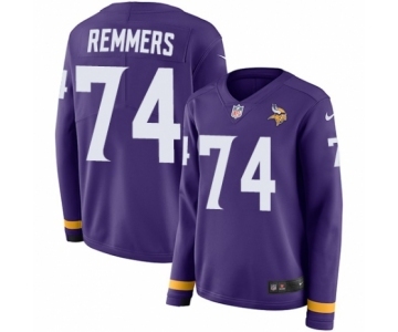 Women's Nike Minnesota Vikings #74 Mike Remmers Limited Purple Therma Long Sleeve NFL Jersey