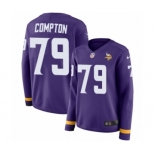 Women's Nike Minnesota Vikings #79 Tom Compton Limited Purple Therma Long Sleeve NFL Jersey