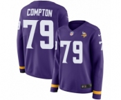 Women's Nike Minnesota Vikings #79 Tom Compton Limited Purple Therma Long Sleeve NFL Jersey