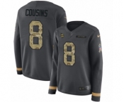 Women's Nike Minnesota Vikings #8 Kirk Cousins Limited Black Salute to Service Therma Long Sleeve NFL Jersey