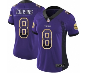 Women's Nike Minnesota Vikings #8 Kirk Cousins Limited Purple Rush Drift Fashion NFL Jersey