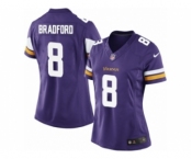 Women's Nike Minnesota Vikings #8 Sam Bradford Limited Purple Team Color NFL Jersey