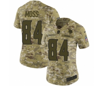 Women's Nike Minnesota Vikings #84 Randy Moss Limited Camo 2018 Salute to Service NFL Jersey